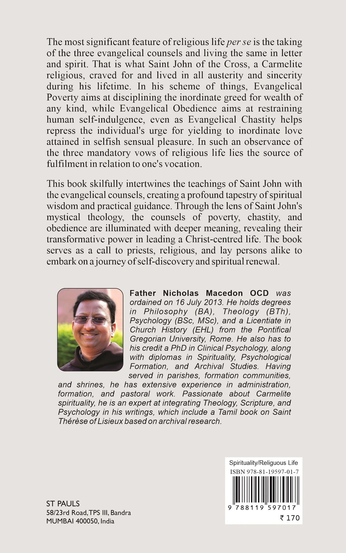 Saint John of the Cross & The Evangelical Counsels: The Practice of the Three Evangelical Counsels and Their Application in Today’s Christian Life - Retail Maharaj