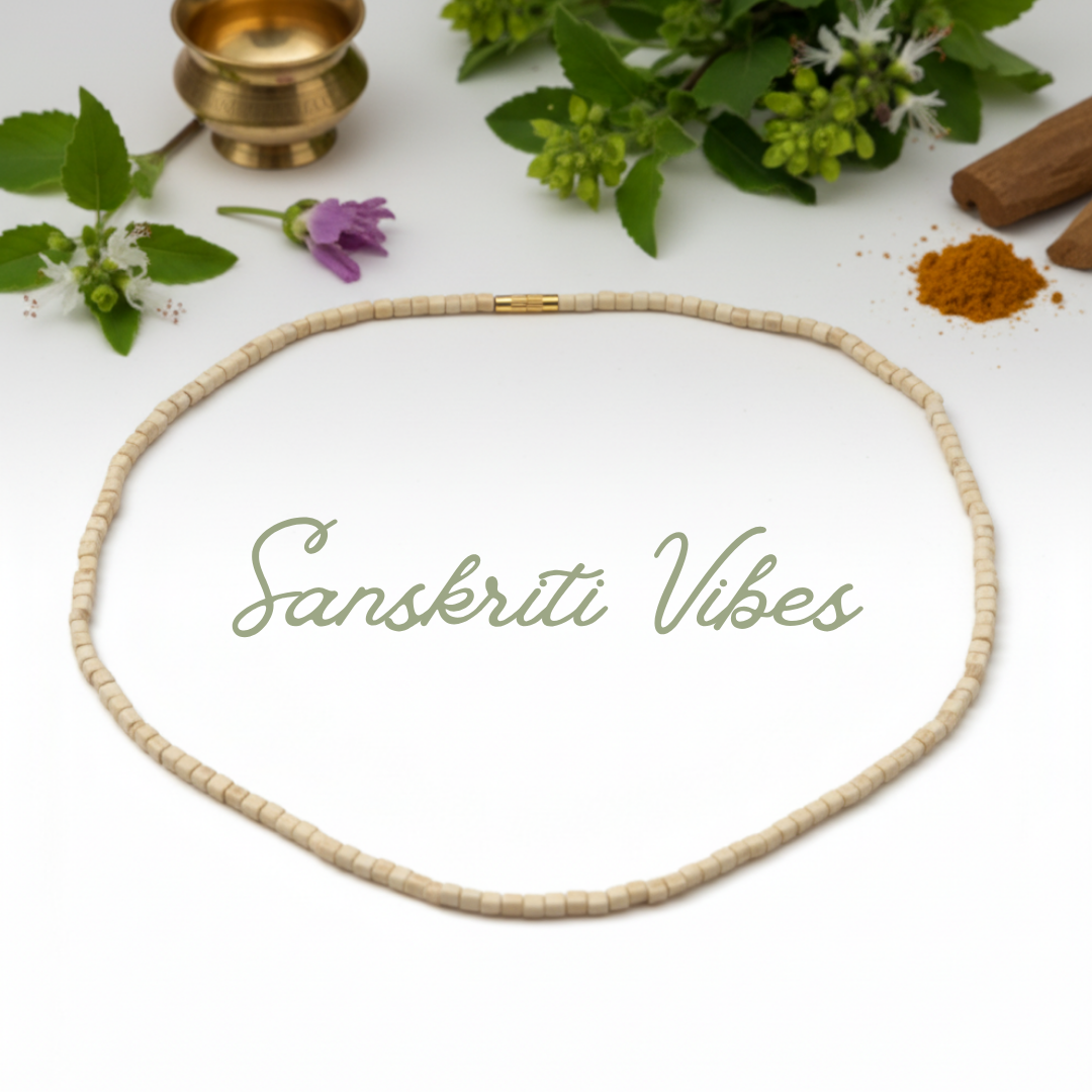 Original Tulsi One Round Kanthi Mala – Sacred Neckwear for Devotion and Spiritual Practices