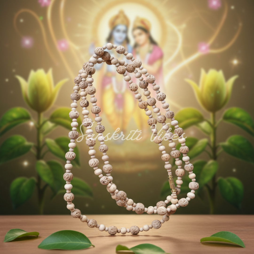 Handmade Jay Shri Radha Tulsi Kanthi Mala – Traditional Spiritual Neckwear for Devotion
