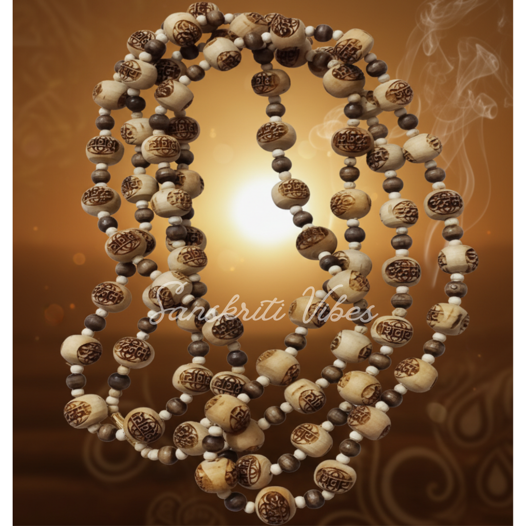 Om Namah Shivaya Tulsi Beads Kanthi Mala – Three Round for Spiritual Devotion