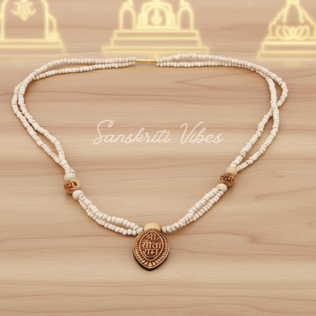 Shri Sita Ram Tulsi Locket Mala – Sacred Prayer Beads for Devotion and Spiritual Growth - Retail Maharaj
