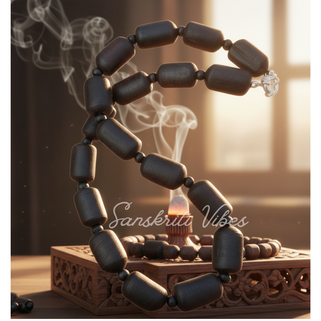 Black Shyama Tulsi Kanthi Mala – Handcrafted Spiritual Necklace for Devotion and Protection