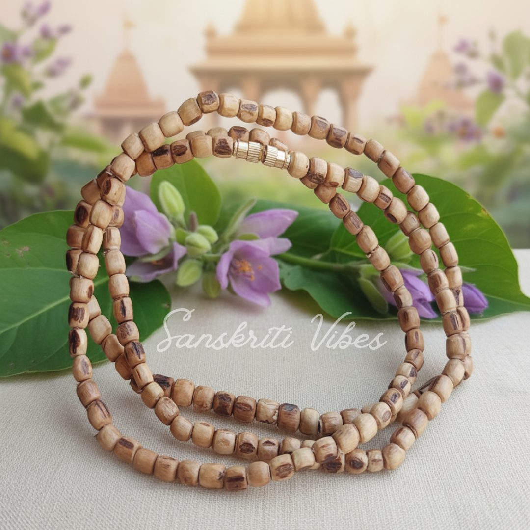 Three Round Pure Tulsi Kanthi Mala – Sacred Mala for Spiritual Practices