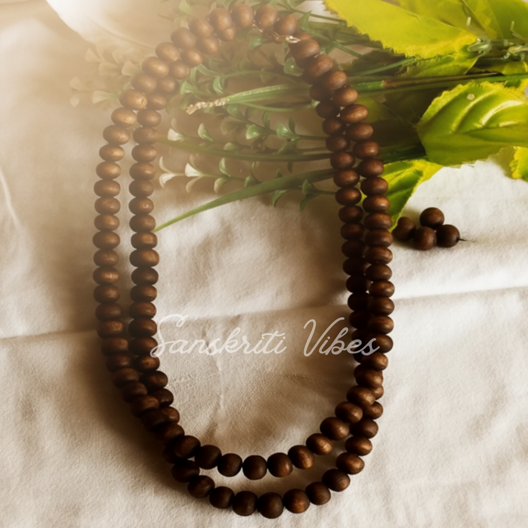 Natural Tulsi Beads Two Round Kanthi Mala – Spiritual Necklace for Devotion and Purity