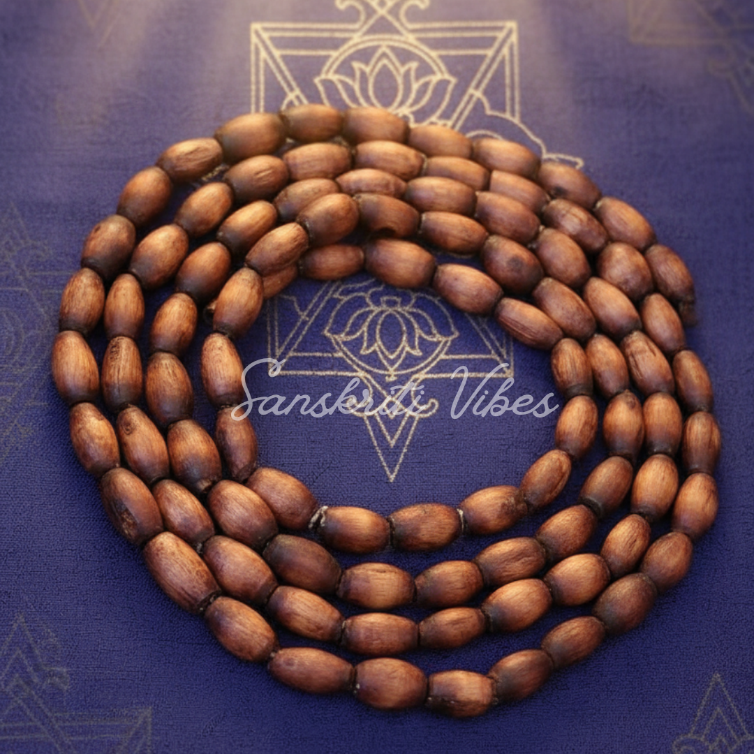 Original Tulsi Kanthi Mala in Mridang Beads Three Round – Sacred Mala for Spiritual Devotion