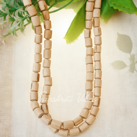 Two Round Cylindrical Shaped Tulsi Kanthi Mala – Premium Quality - Retail Maharaj