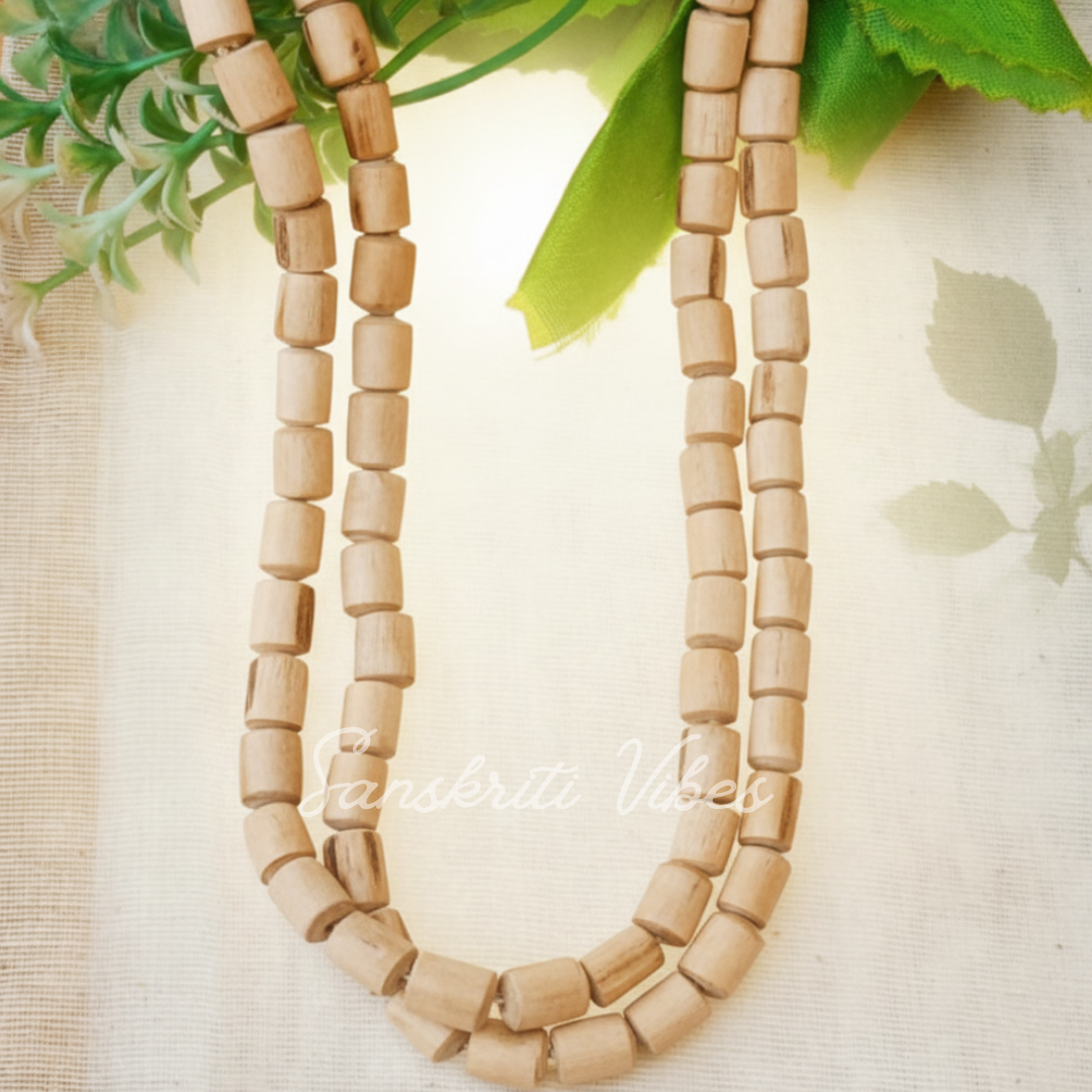 Two Round Cylindrical Shaped Tulsi Kanthi Mala – Premium Quality - Retail Maharaj