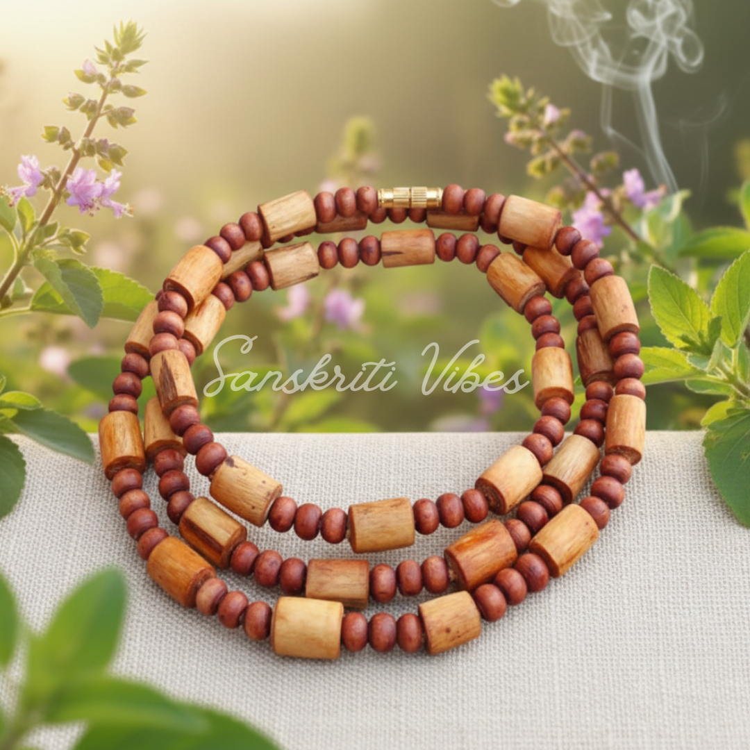 Three Round Original Tulsi Kanthi Mala - Premium Quality Beads Size for Spiritual Practices and Devotion