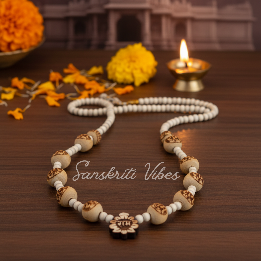 Ram Locket with Ram Ram Beads Kanthi Mala – Sacred Prayer Beads for Devotion and Spiritual Practice - Retail Maharaj