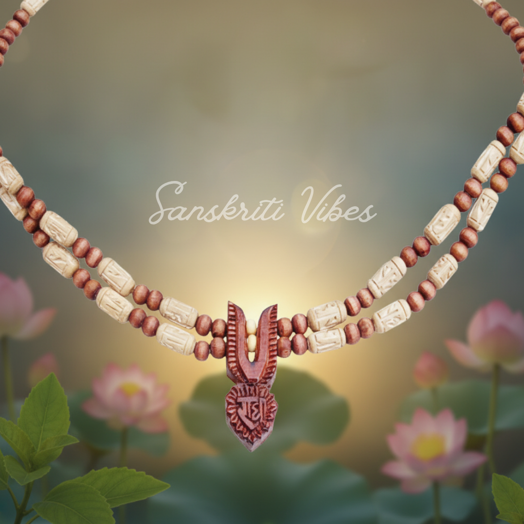 Brij Kisori Shri Radha Naam Tulsi Kanthi Locket Mala - Sacred Spiritual Neckwear for Devotion