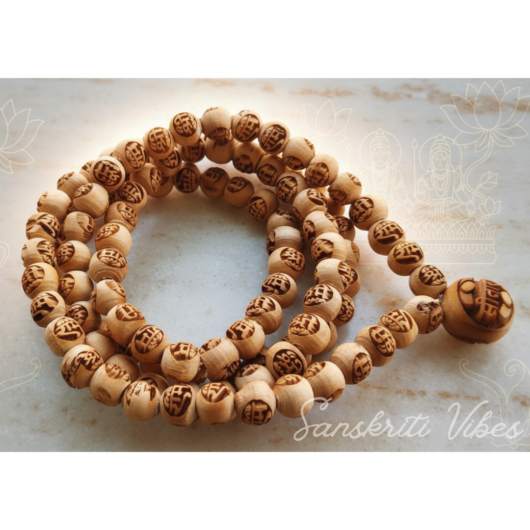 Shri Sita Ram Ji Tulsi Locket Mala with 108 Beads – Sacred Spiritual Necklace for Pooja & Devotion - Retail Maharaj