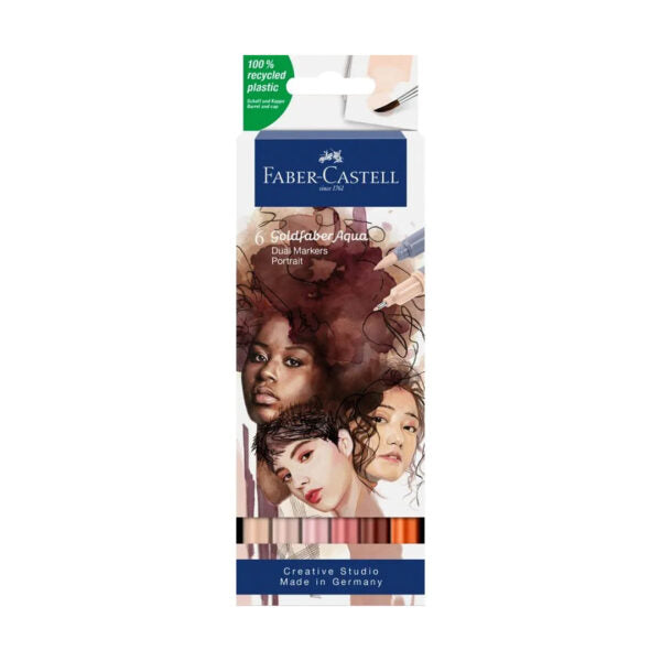 Faber Castell Goldfaber Aqua Dual Tip Watercolour Marker Set Brush and Fineliner