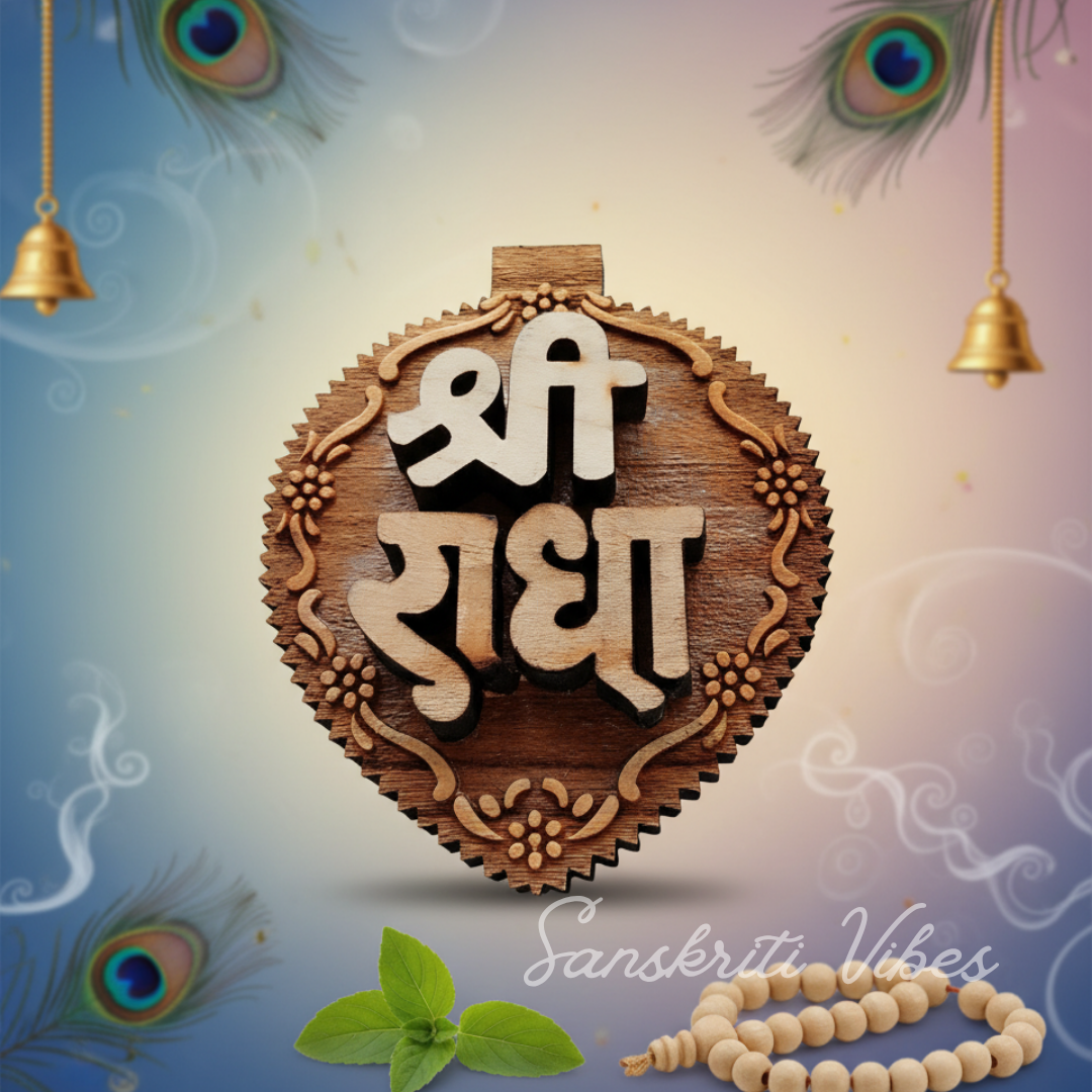 Shri Krishna Pyari Brij Kishori Radha Naam Sewa Neem Wood Idol – Handcrafted Statue for Home Temple