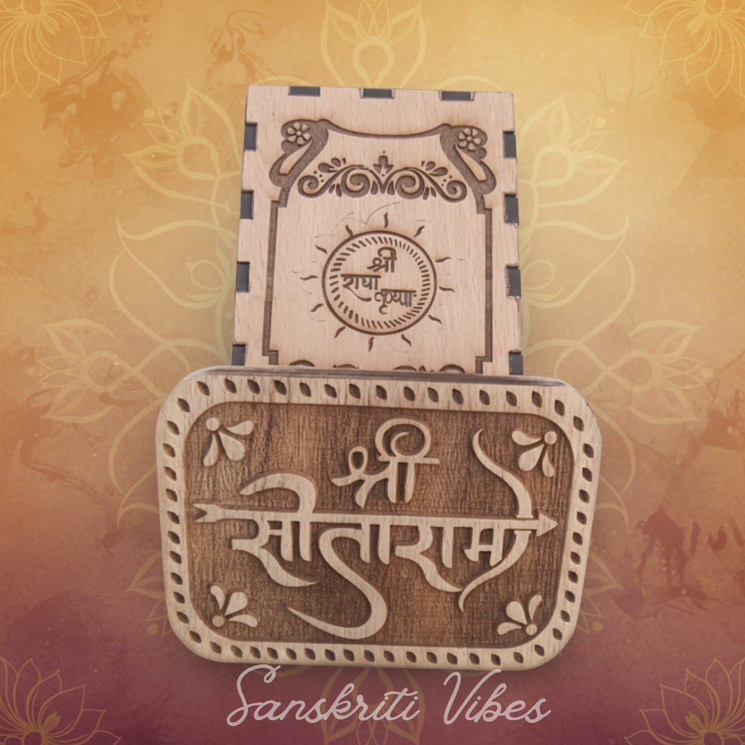 Shri Sita Ram Naam Sewa Neem Wood Idol – 4x3 Inch Handcrafted Statue for Home Temple