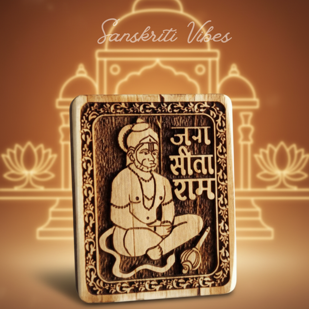 Original Tulsi Shri Hanumaan Baba Naam Sewa – Handcrafted Tulsi Wood Idol for Home Temple