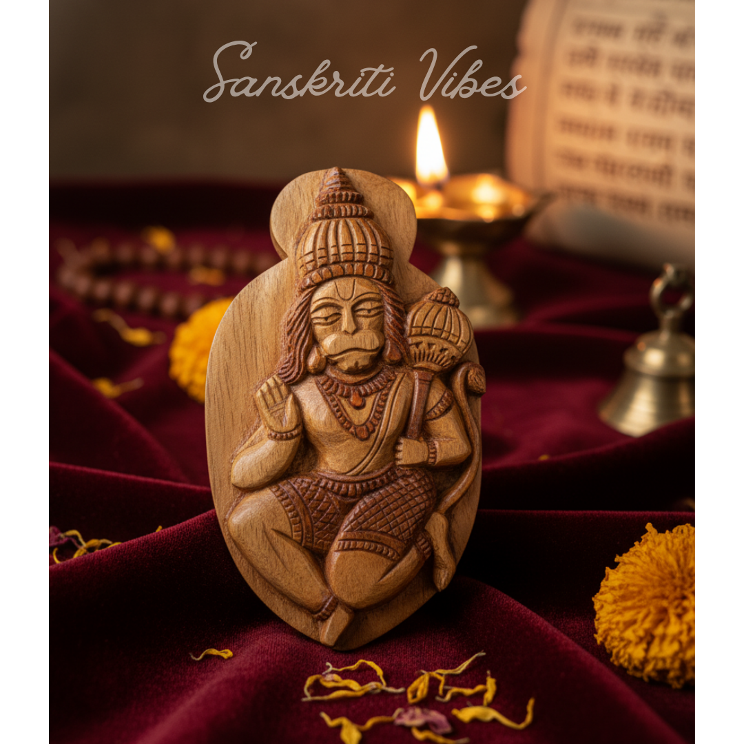 Pure Tulsi Shri Hanumaan Baba Naam Sewa – Handcrafted Rama Tulsi Wood Idol for Home Temple