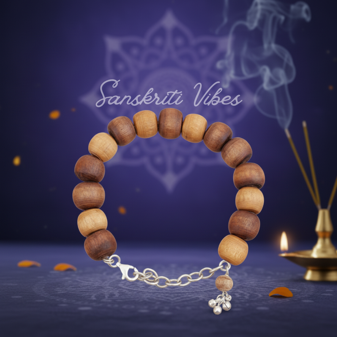 Silver Tulsi Uniquely Designed Handmade Bracelet – Premium / Classic Spiritual Jewelry - Retail Maharaj