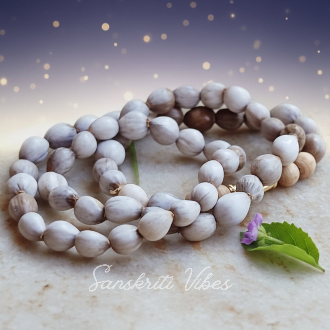 Vaijanti Seeds Neck Mala for Wearing Natural Spiritual Rosary for Good Luck and Protection