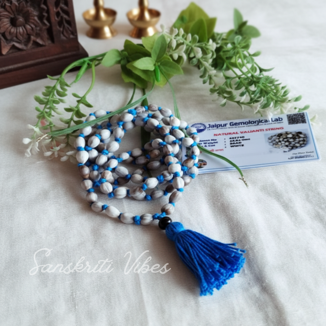 Certified Vaijanti Seeds Mala 108+1 Beads Original Spiritual Jap Mala for Meditation and Wearing