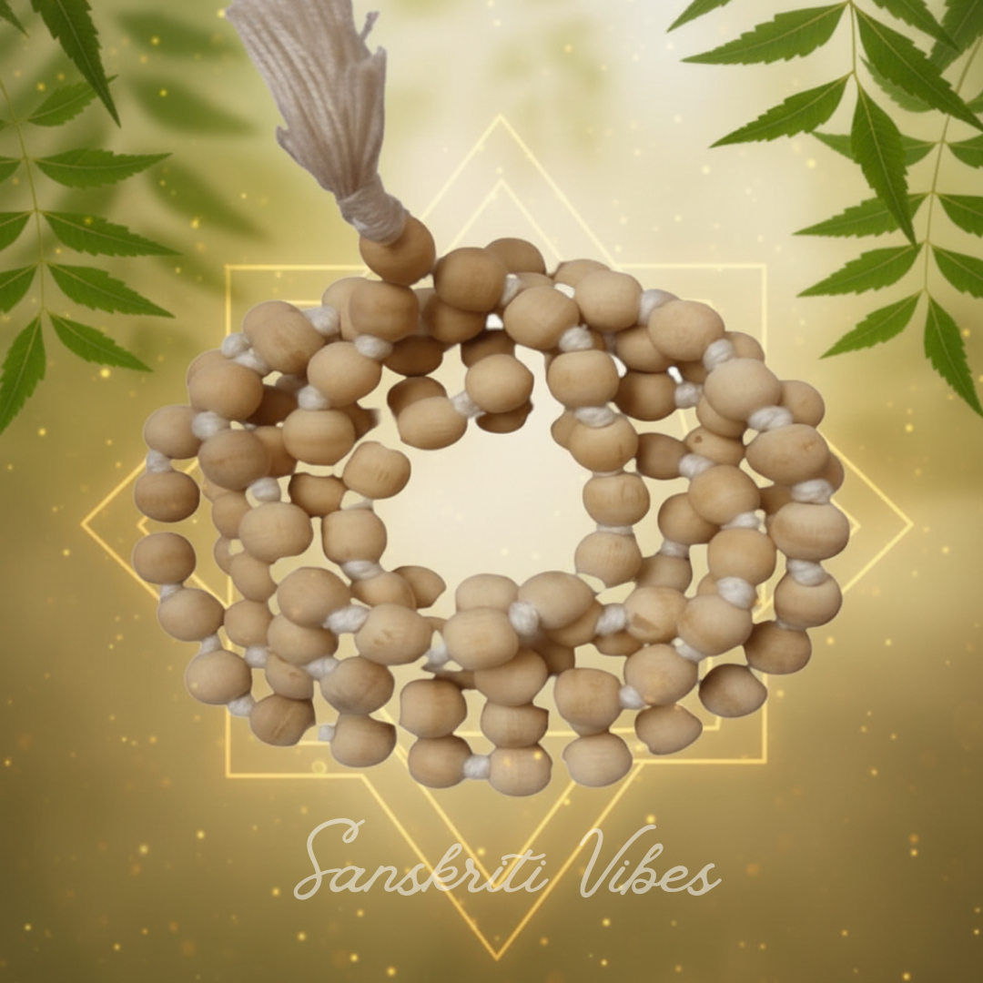 ISKCON Neem Jap Mala Premium 108+1 Beads Natural Neem Wood Rosary for Meditation and Daily Chanting
