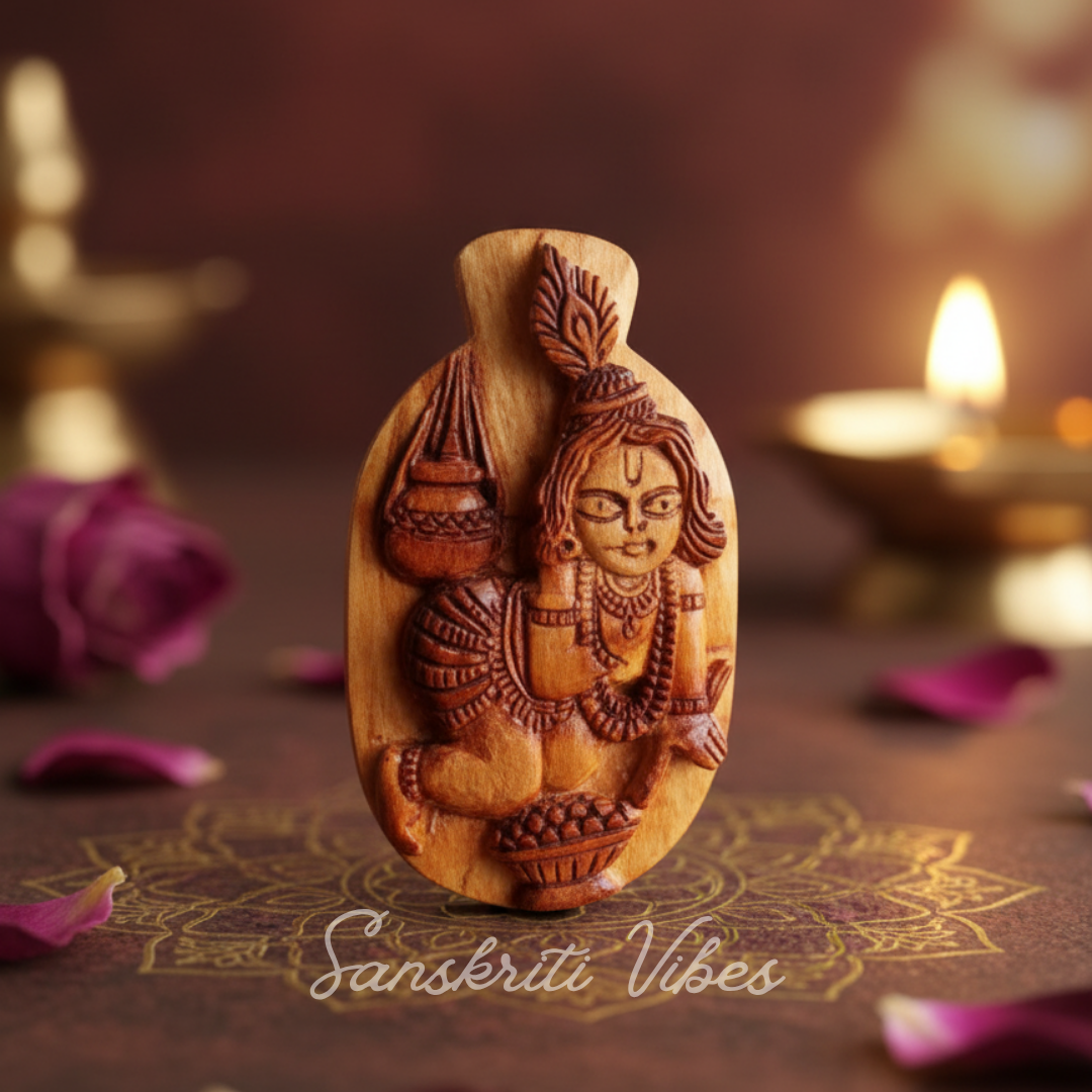 Pure Tulsi Bal Gopal Krishna Naam Sewa Idol – Handcrafted Rama Tulsi Wood Statue for Home Temple