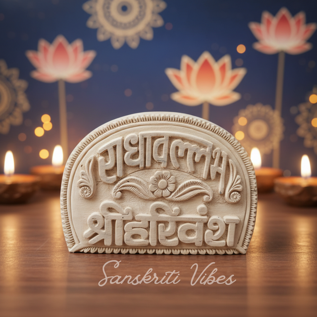 Radha Vallabh Shri Harivansh Kadam Wood Naam Sewa Idol – Handcrafted Statue of Shri Radha & Shri Radha Vallabh for Home Temple