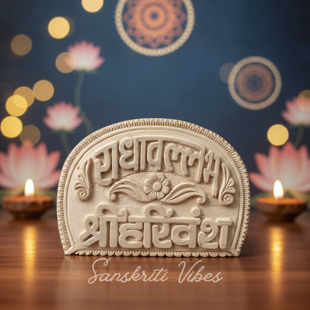 Radha Vallabh Shri Harivansh Kadam Wood Naam Sewa Idol – Handcrafted Statue of Shri Radha & Shri Radha Vallabh for Home Temple