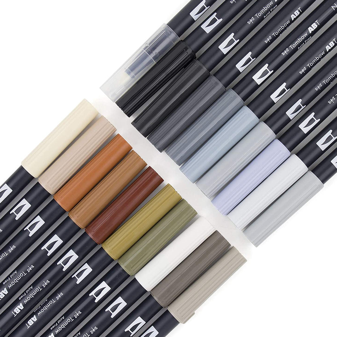 Tombow Dual Brush Pen Set of 20 Colours – Neutral Palette