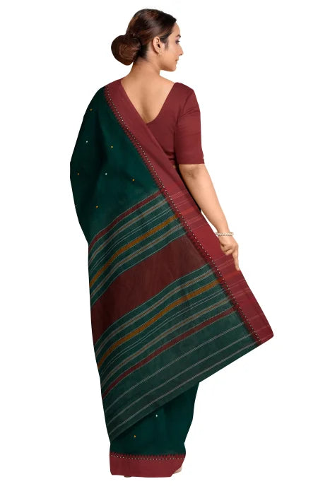 Begumpuri Cotton Saree – Forest Green - Retail Maharaj
