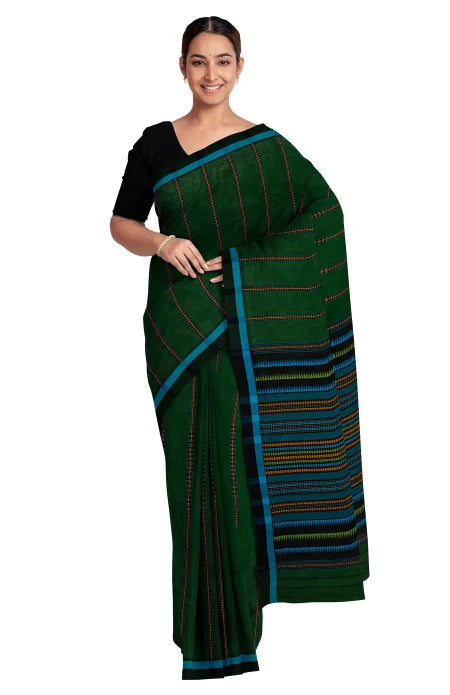 Begumpuri Cotton Saree – Dark Green - Retail Maharaj