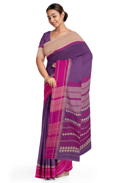 Begumpuri Cotton Saree – Magenta - Retail Maharaj