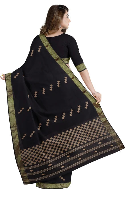 Tangail Cotton Saree – Black - Retail Maharaj