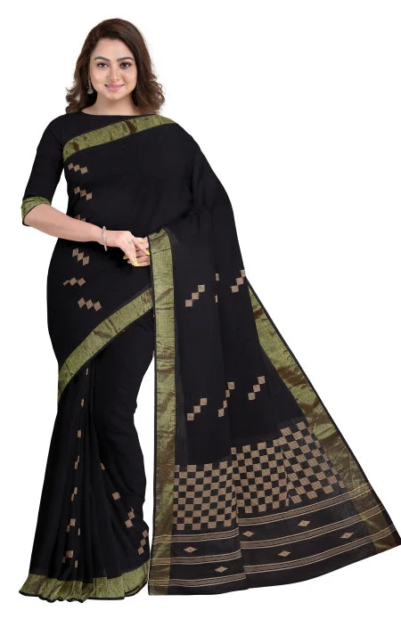 Tangail Cotton Saree – Black - Retail Maharaj