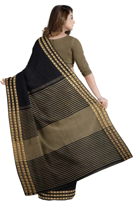Santipuri Cotton Saree – Black - Retail Maharaj