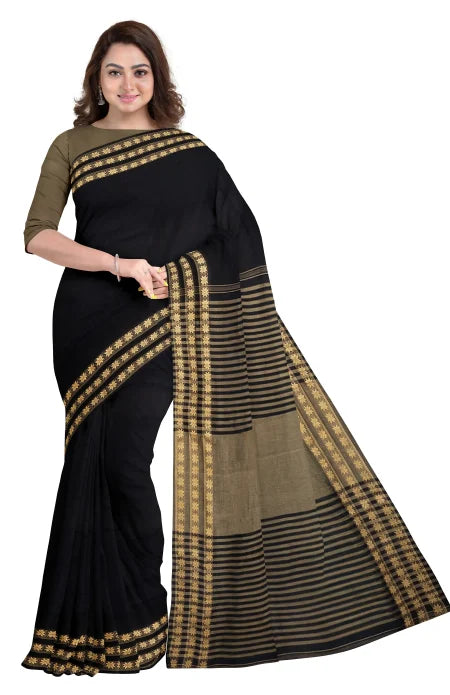 Santipuri Cotton Saree – Black - Retail Maharaj