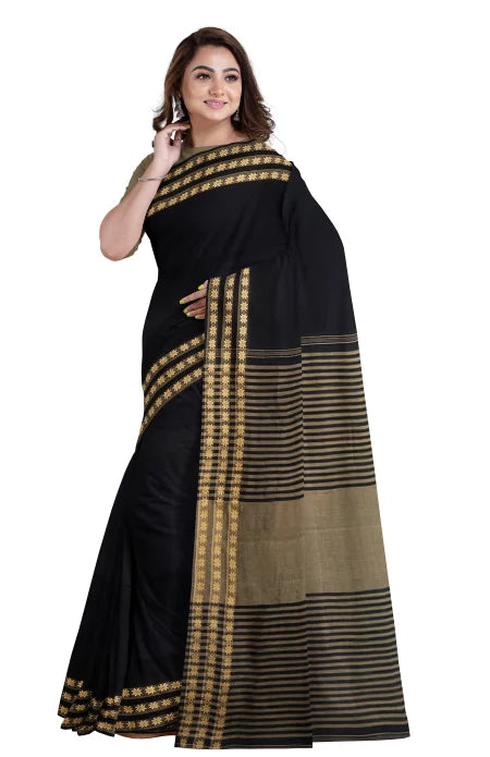 Santipuri Cotton Saree – Black - Retail Maharaj