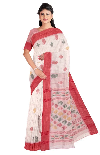 Handwoven Tangail Cotton Saree – Multi Colour - Retail Maharaj