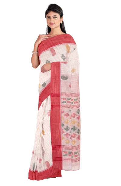 Handwoven Tangail Cotton Saree – Multi Colour - Retail Maharaj