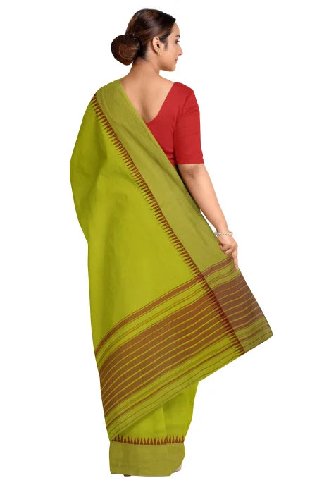 Handwoven Dhaniakhali Cotton Saree – Green - Retail Maharaj