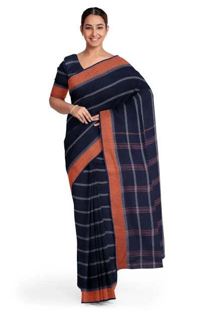 Santipuri Cotton Saree – Blue - Retail Maharaj