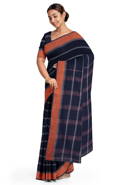 Santipuri Cotton Saree – Blue - Retail Maharaj