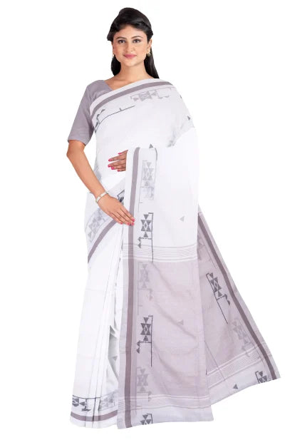 Tangail Cotton Saree – White - Retail Maharaj