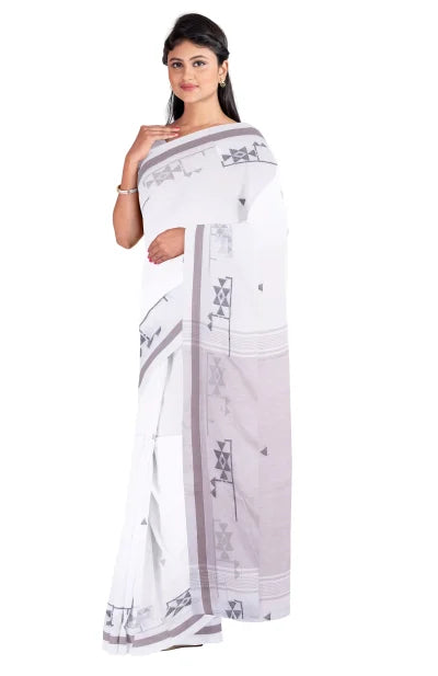 Tangail Cotton Saree – White - Retail Maharaj