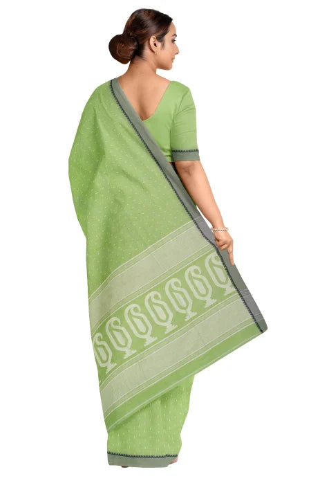 Tangail Cotton Saree – Lime Green - Retail Maharaj