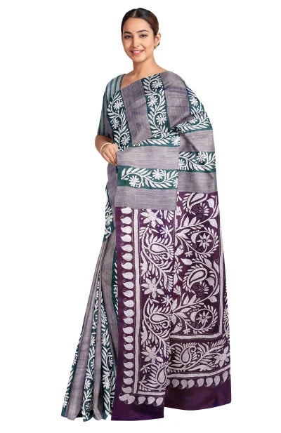 Kantha Silk Saree – Multi Colour - Retail Maharaj