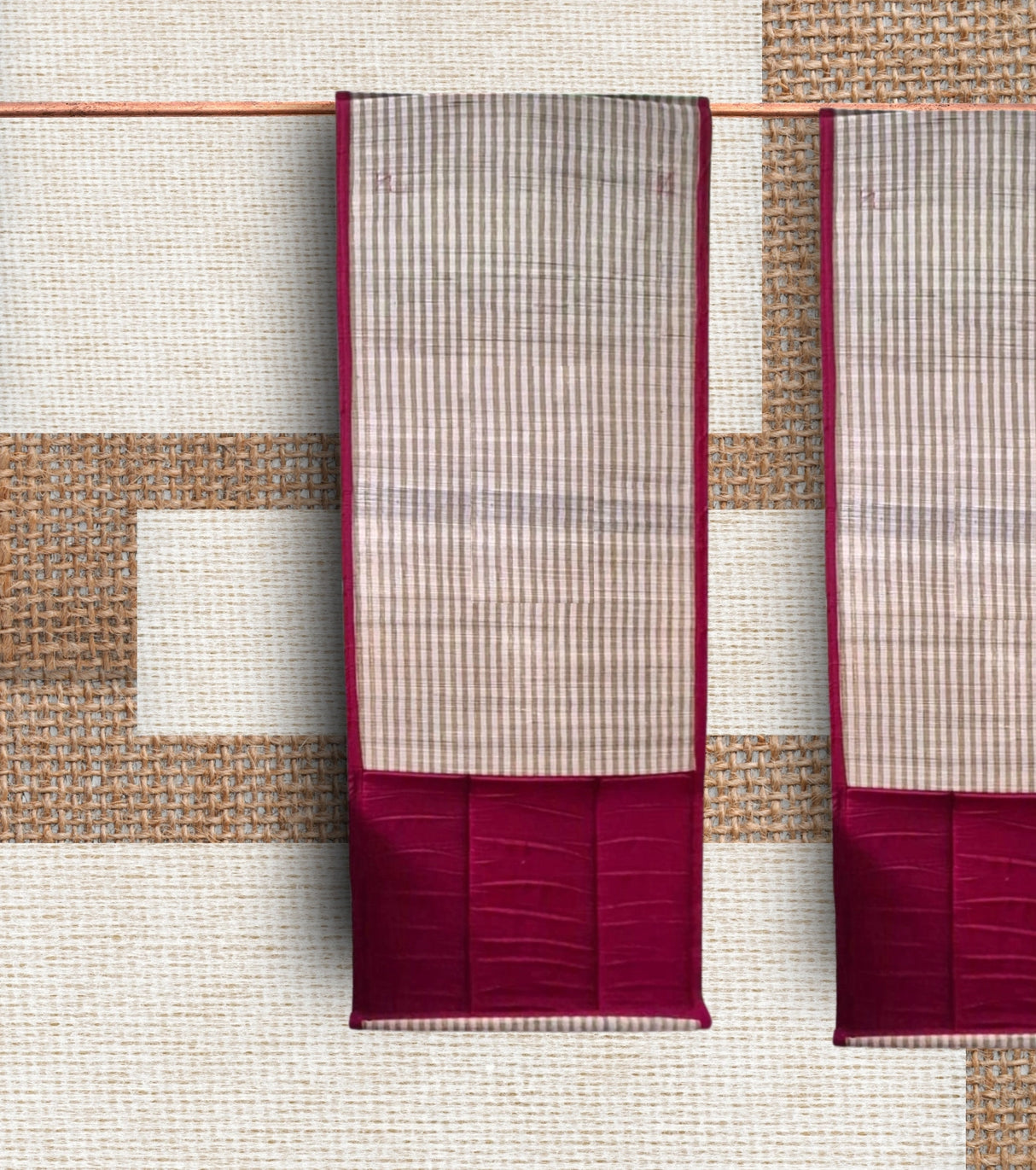 Tripura Handwoven Bamboo Window Blind with Fabric Panel – Eco-Friendly Room Divider & Sunshade - Retail Maharaj