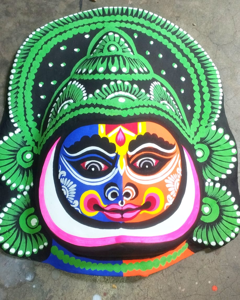 ShyamRang – The Kathakali Spirit of Purulia – Hand-Painted Folk Art Mask - Retail Maharaj