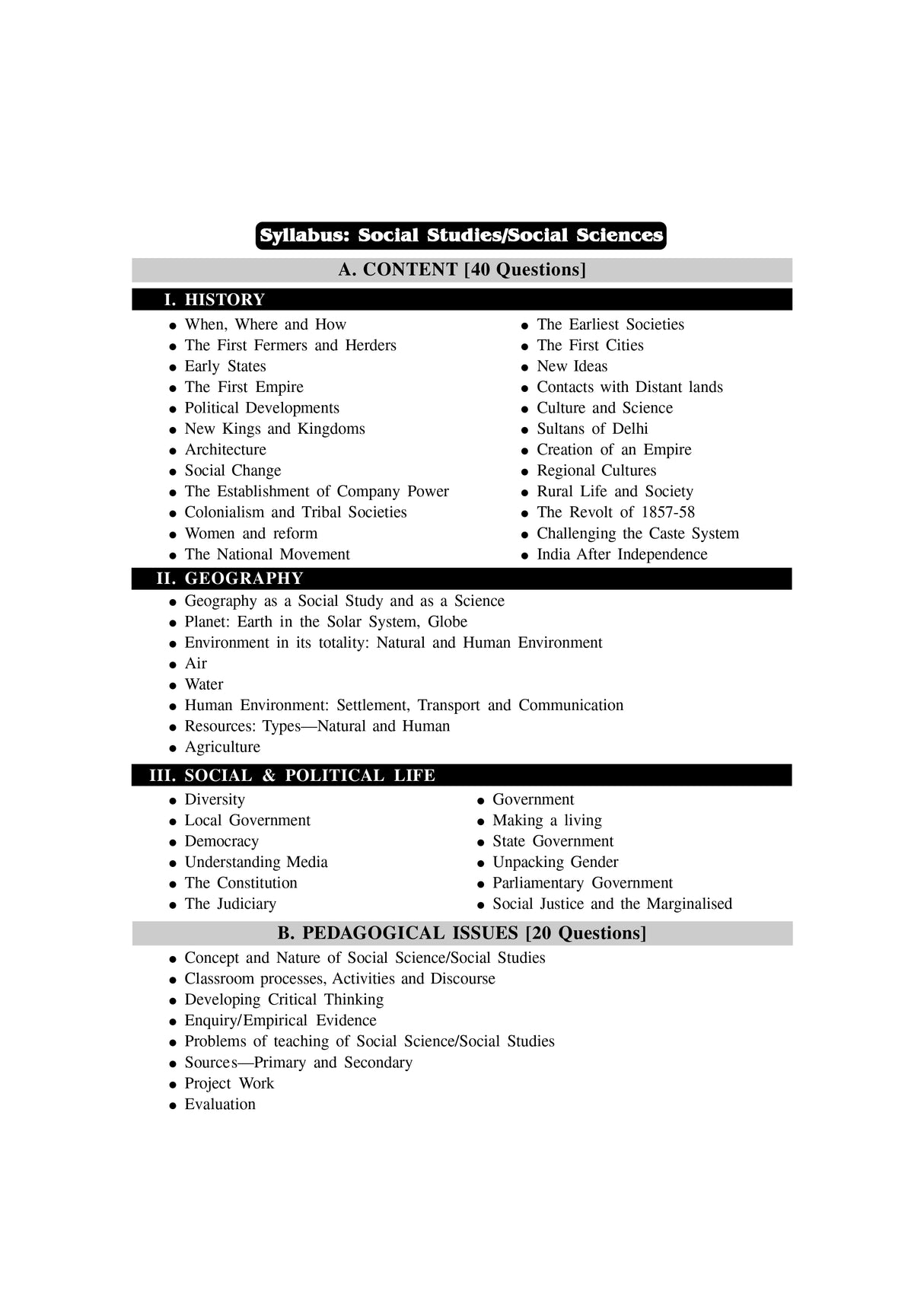 Social Studies / Social Science: Upper Primary TET - Retail Maharaj