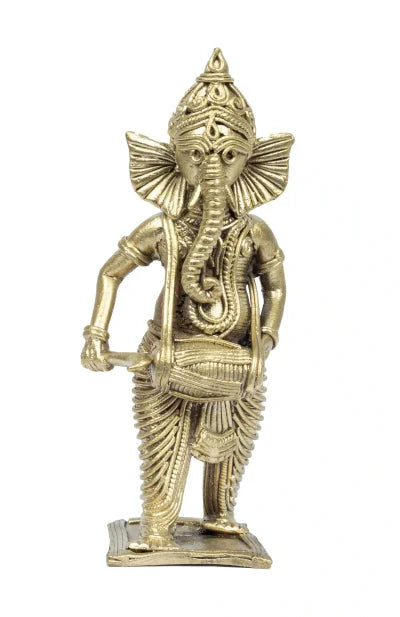 Dokra Home Decor – Lord Ganesha with Dhol - Retail Maharaj
