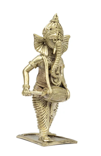 Dokra Home Decor – Lord Ganesha with Dhol - Retail Maharaj